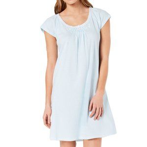 NWT Miss Elaine Short Sleeved Knit Nightgown Blue